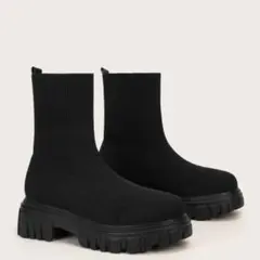 Shein ソックスブーツ ショートブーツ ブラック