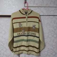 ヴィンテージDOG HUNTING ハーフジップストライプセーターLサイズ