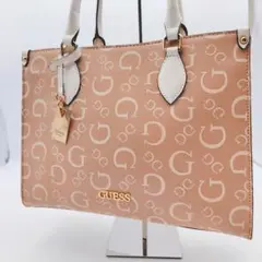 GUESS ゲス トートバッグ ハンドバッグ PVC ホワイト ブラウン