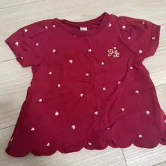 アプレレクール　Tシャツ　ドット　赤　80cm スカラップ　保育園着