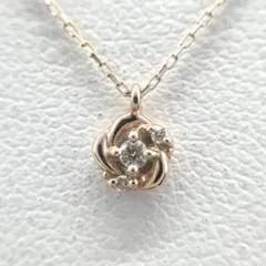 K18PG ダイヤモンド ネックレス 0.10ct フクリン留 アズキチェーン 