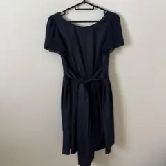 aimer anche ネイビー　薄手　ワンピース　ドレス　リボン
