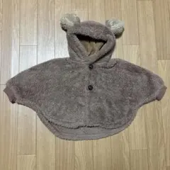 クマ耳付きフリースポンチョ