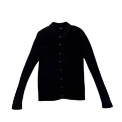 【UNIQLO】メリノリブポロカーディガン　ブラック　黒　ウール100%