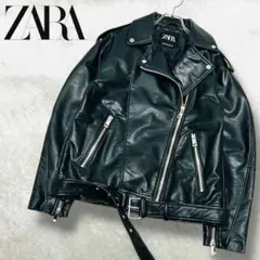 極美品 ZARA ダブルライダース ジャケット フェイクレザー 黒 バイカー