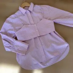 OPAQUE.CLIP ストライプビスチェセットシャツ ピンク系 S