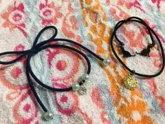 黒猫 リボン ヘアゴム ハンドメイド