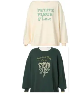 ネオンローズプリント、70’sフラワーロゴ発泡プリントスウェット　F i.n.t