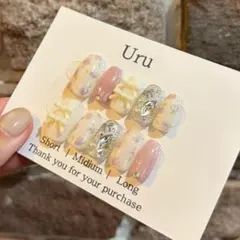 ネイルチップサイズオーダー　ニュアンスネイル　トレンドネイル　お花ネイル