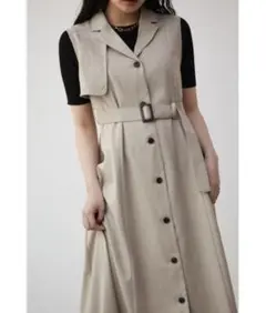 AZULbyMOUSSY　ベージュノースリーブAラインベストM