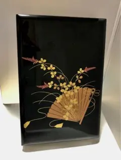 高級漆塗り　重箱　扇花柄　小型　菓子器　おせち料理　小物入れ