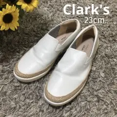 Clark's ♫ レザースリッポン 23cm ホワイト グレー