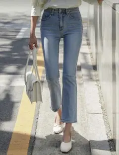 DAZY ハイウエスト ブーツカット ジーンズ パンツ、フレアデニム SHEIN