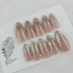 ネイルチップ◇ピンクベージュマグネットグラデーション◇