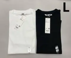 ユニクロ エアリズムコットンオーバーサイズTシャツ(5分袖)黒白2枚セット