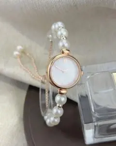 レディース　パール風　ゴールド　腕時計　ブレスレットウォッチ