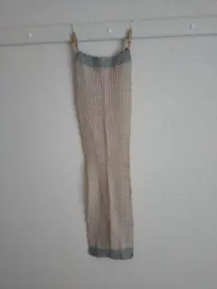 ハンドメイド ミニマフラー ネックウォーマー（ベージュ*ブルーグレー）