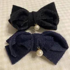 リボン　バレッタ　2点セット