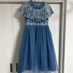 刺繍　フォーマルドレス　アクアブルー　150