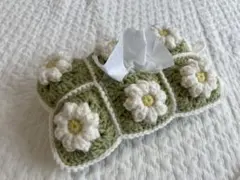 ぷっくりお花のティッシュカバー（ソフトパック）　ハンドメイド　グラニースクエア