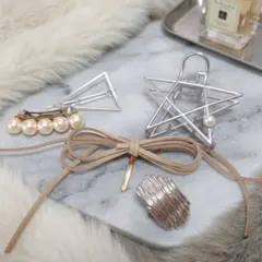 大人可愛い ヘアアクセサリー 5点セット ヘアクリップ／ポニーフック