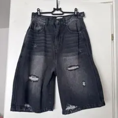 9090 ダメージデニムショーツ