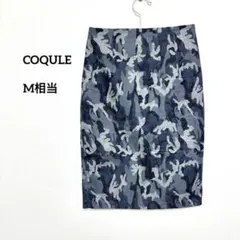 COQULE 迷彩柄 タイトスカート 膝丈 M相当薄手e473のサムネイル