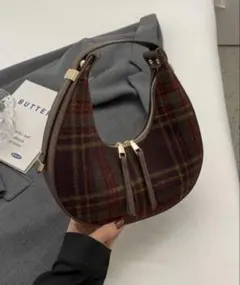 ツイードチェック柄　ショルダーバック