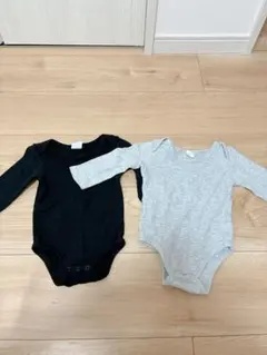 KavKas ロンパース 3-6M 黒 グレー 2点セット