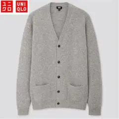 UNIQLO プレミアムラムVネックカーディガン（長袖）グレー・ XL