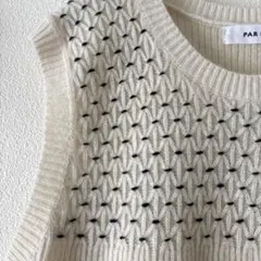 PAR ICI（パーリッシィ）ハンドスモッキング刺繍ニットベストFREE/ウール