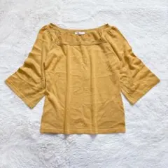 ニット カットソー 七分袖 リブ編み きれいめ スクエアネック フェミニン 春秋