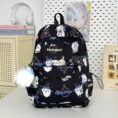 総柄 リュックサック ブラック キッズ〜大人可愛い 軽量 デイパック