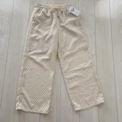 しまむら　アイボリー ドット柄 イージーパンツ