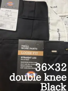 ブラック BK 36×32 新品未使用 Dickies ダブルニー 85283のサムネイル