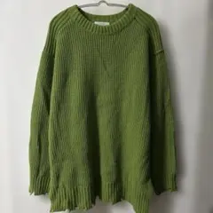 「即日発送」F odore グリーン 長袖ニットセーター