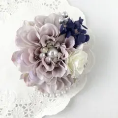 【CP】 コサージュ パープル ダリア　ハンドメイド　入学式　入園式