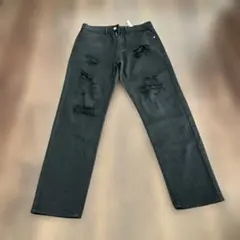 ブラック スキニーデニム ダメージ加工