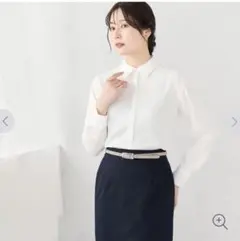 長袖シャツ ブラウス ホワイト シンプル オフィス　高級感　防シワ