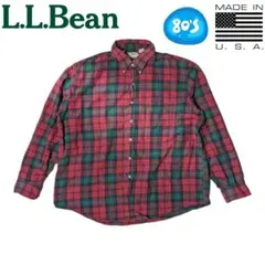 80s～90s L.L.Bean USA製 レッド グリーン チェックシャツ