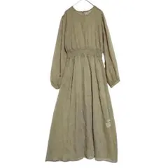 オペーク　ドット柄シャーリングウエスト シアーロングワンピース　38 / M