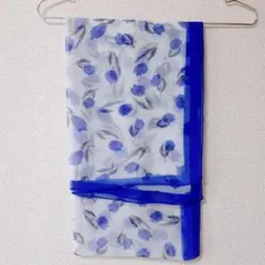 レディース ストール ショール スカーフ スヌード ブルー 青 花柄 シルク