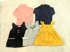 ＜90cm＞GAPなどミニワンピース3点、長袖ハイネックトップス2点