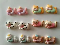 デコレーションパーツ 　ワンコ、ネコ　12個セット