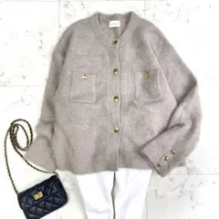 新品タグ付　グリーンレーベルリラクシング　デイリーエリートカーデ　結論　ベージュ 結論シリーズ】着映えカーディガンをgreen label relaxingで購入