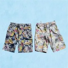 n1. 【2枚セット】ハーフパンツ 110 男の子 ボタニカル柄 アロハ
