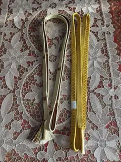 正絹、黄色系の帯締め2本です。