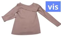 vis くすみピンクアシンメトリーニットプルオーバーサイズフリー秋冬
