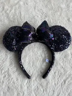 Disney スパンコールカチューシャ 黒色・ラメ入り