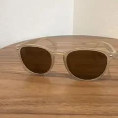 クリアフレーム ラウンドサングラス ブラウンレンズ
